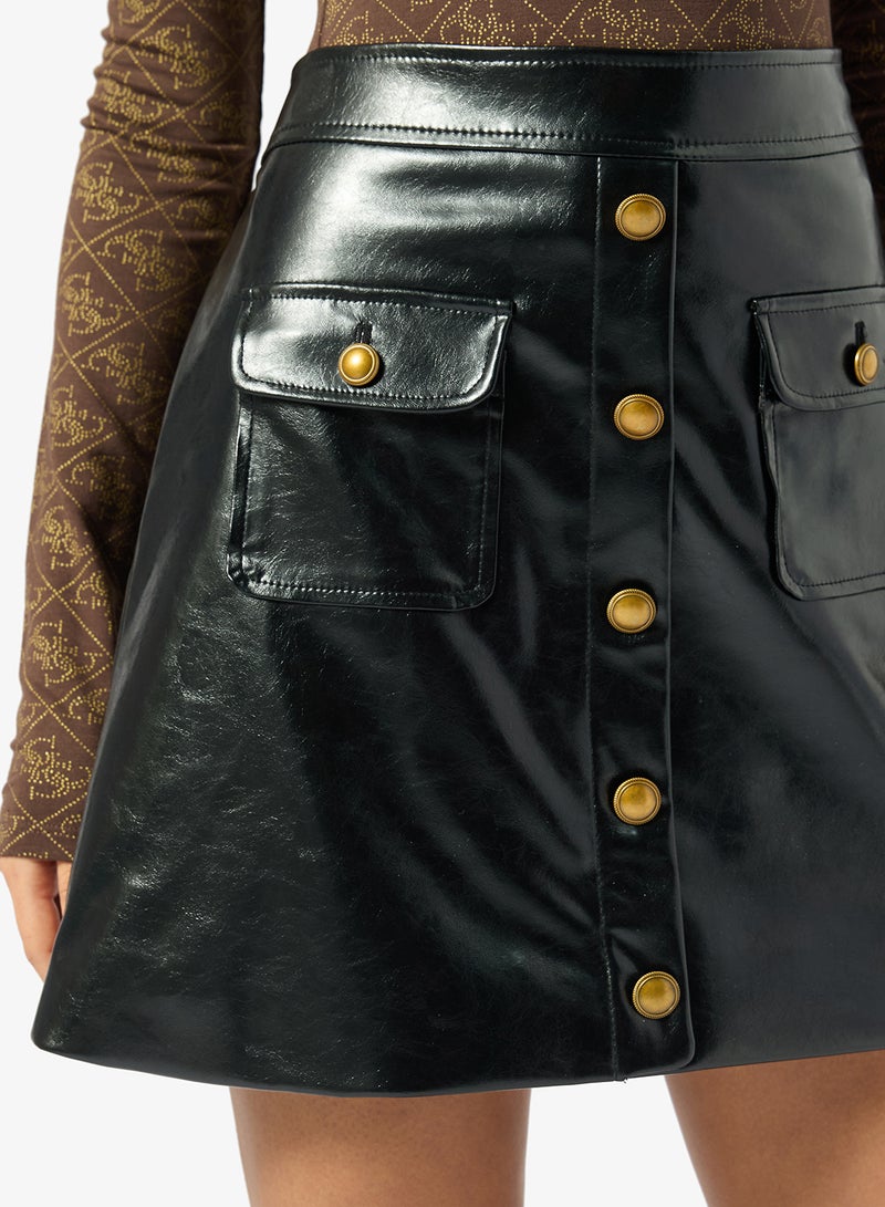GUESS Blandine Buttoned Detail A-Line Mini Skirt - Image 4